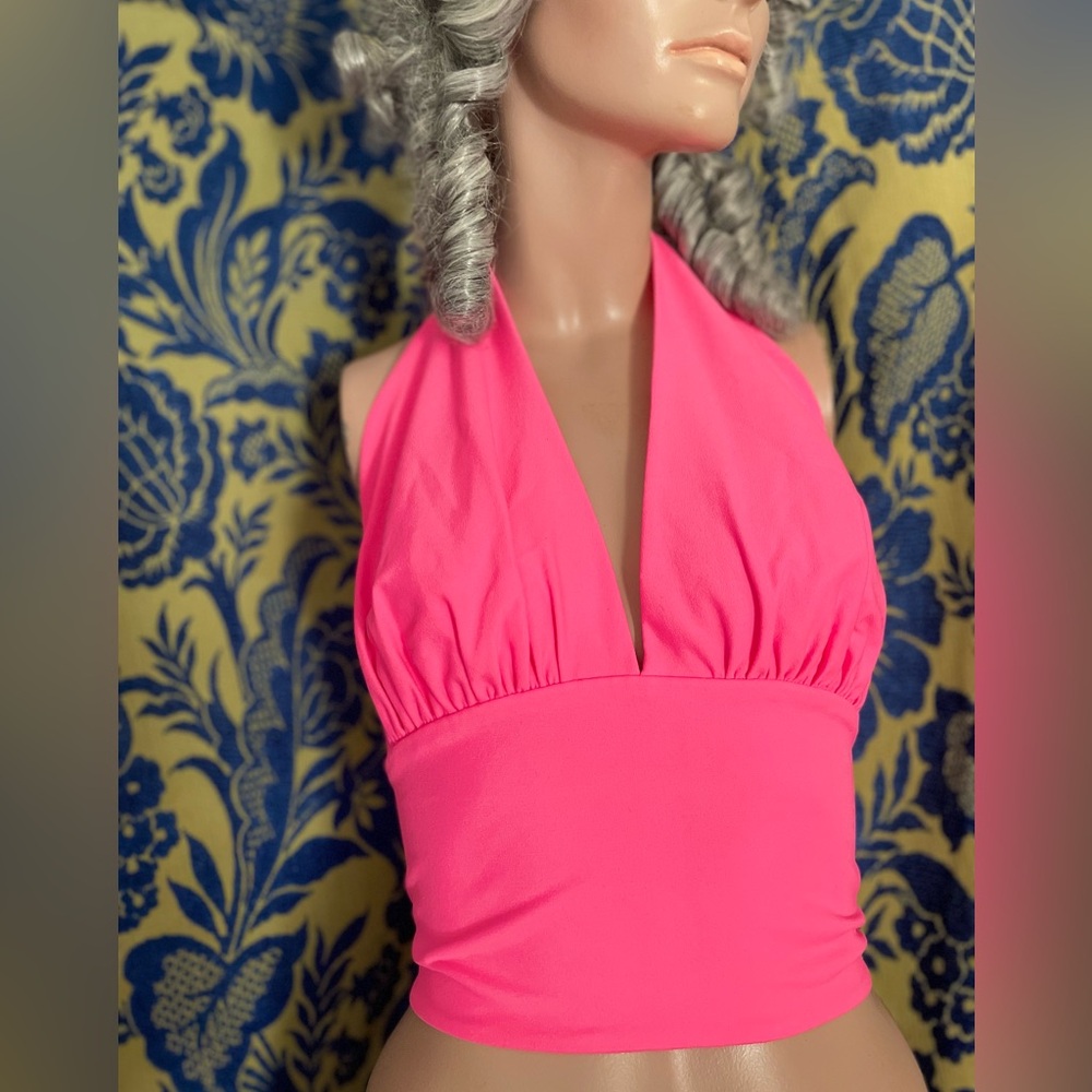 Hot pink 60s halter top
